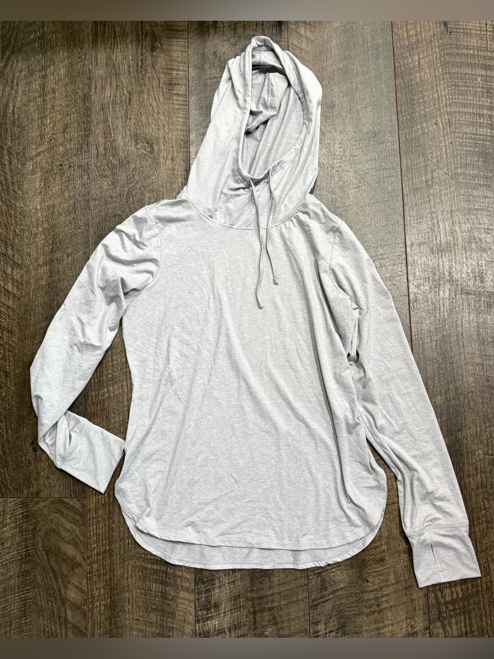 Long Sleeve Hooded Hoodie Funnel Neck Pullover Gray Women’s size L